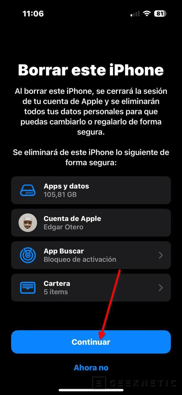 Geeknetic Cómo Formatear un iPhone para borrar todos los datos 6