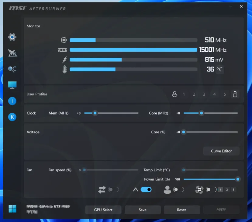 Geeknetic MSI Afterburner añade soporte para las NVIDIA RTX 50 Series en la nueva versión 4.6.6 Beta 1