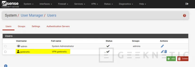 Geeknetic Cómo configurar una VPN con PFSense para acceso a Máquinas Virtuales 18