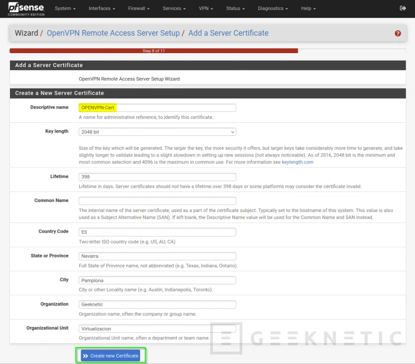 Geeknetic Cómo configurar una VPN con PFSense para acceso a Máquinas Virtuales 11