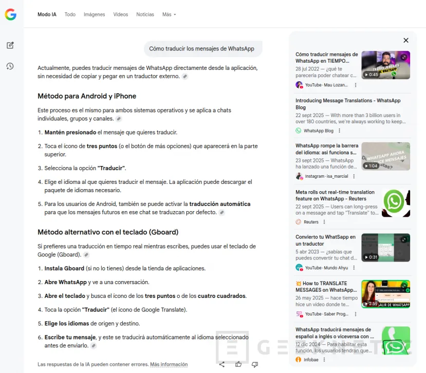 Geeknetic Primeras impresiones del Modo IA de Google: entre la indiferencia y la indignación 3