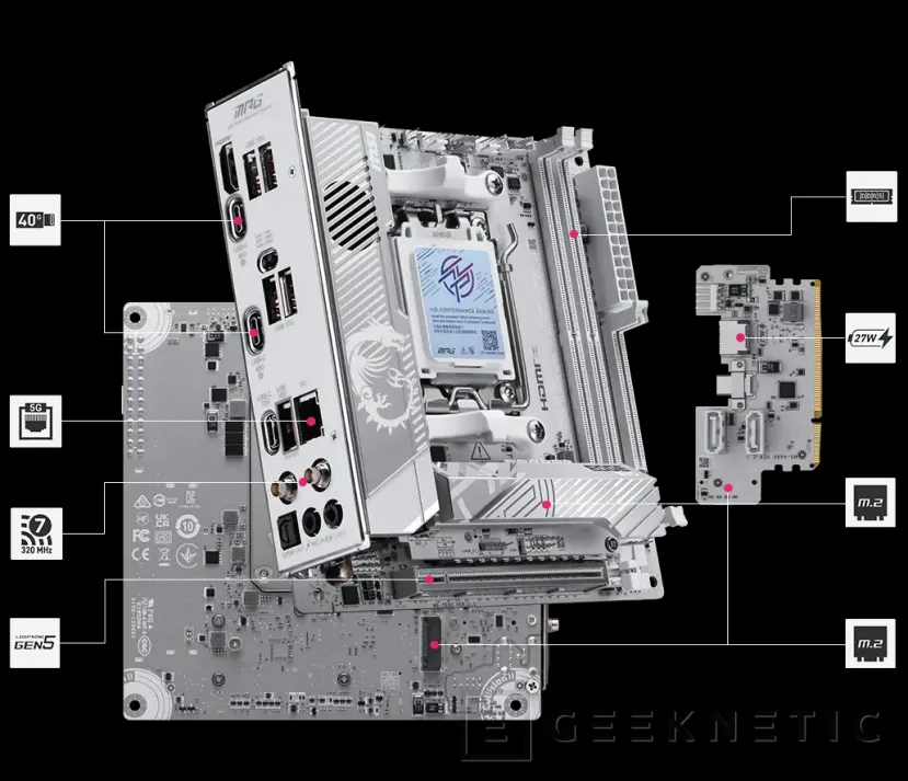 Geeknetic La placa MSI MPG X870I EDGE TI EVO WIFI es pequeña pero matona, PCIe 5.0 para SSD y GPU, Wi-Fi 7 y USB-4 3