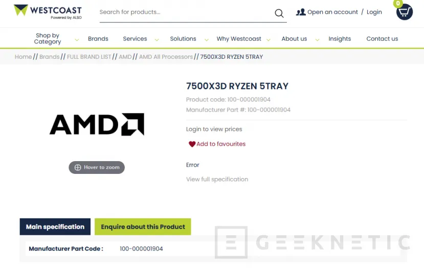 Geeknetic El Ryzen 5 7500X3D aparece por sorpresa: AMD prepara un nuevo chip X3D de 6 núcleos para la gama economica 1