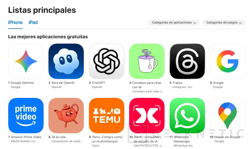 Geeknetic La app Sora de OpenAI ya alcanza el segundo puesto en el App Store de Estados Unidos 1
