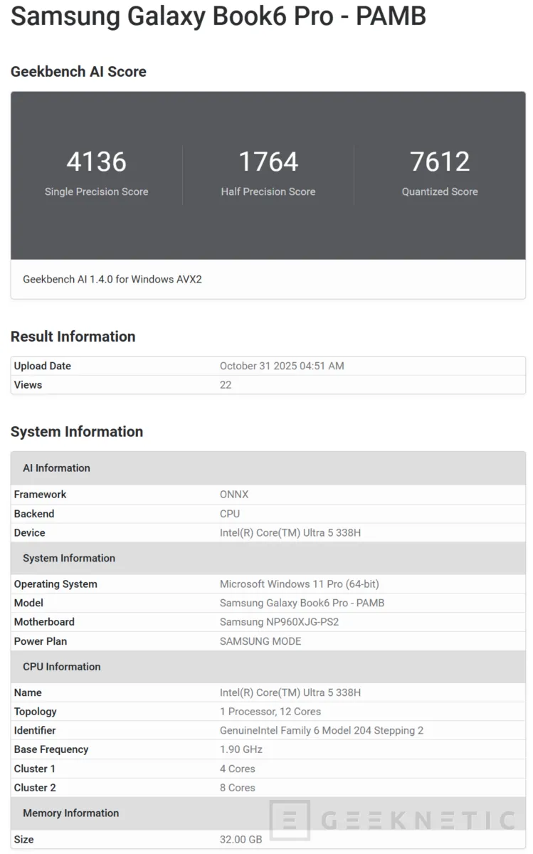 Geeknetic Samsung estrenará el Intel Core Ultra 5 338H Panther Lake en el Galaxy Book6 Pro, apostando por más rendimiento en formato ultraligero 1