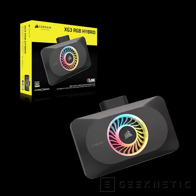 Geeknetic Corsair actualiza el bloque XG3 RGB Hybrid para las RTX 5080 y 5070 con compatibilidad oficial, diseño revisado y soporte iCUE LINK 1