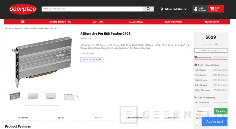 Geeknetic Aparece una Intel Arc PRO B60 de ASRock en una tienda de Australia por poco más de 500 euros al cambio 2