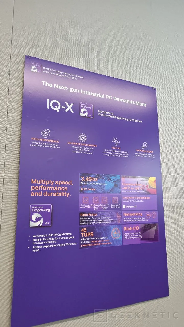 Geeknetic Qualcomm presenta la serie Dragonwing IQ-X para entornos industriales, gran rendimiento con núcleos Oryon y hasta 45 TOPS 1
