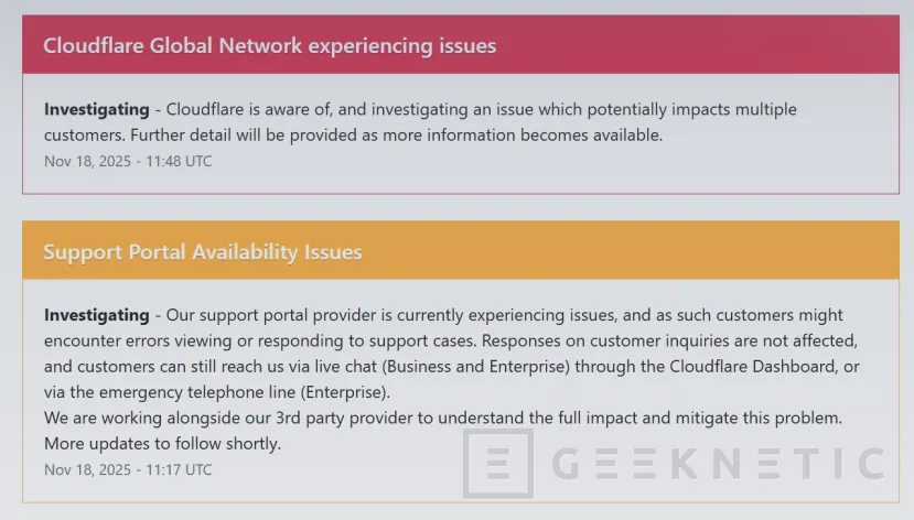 Geeknetic Cloudflare está experimentando algunos problemas, multitud de páginas web conectadas a este CDN no funcionan correctamente 2