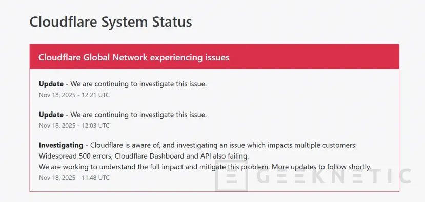 Geeknetic Cloudflare está experimentando algunos problemas, multitud de páginas web conectadas a este CDN no funcionan correctamente 1