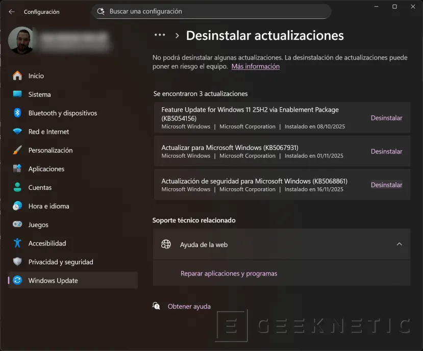Geeknetic Solucionar problemas de apagado en el PC después de instalar la actualización de Windows 11 KB5068861 5