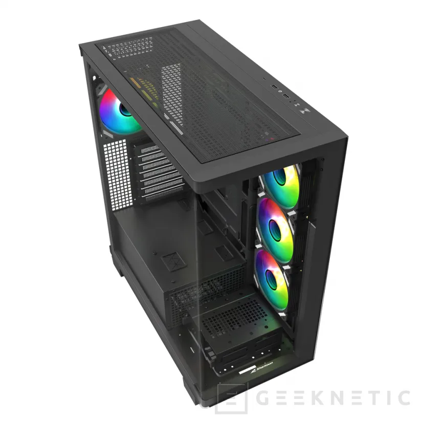 Geeknetic Nuevas cajas Sharkoon Elite Shark CM100 y la CA500, visión panorámica, doble radiador y compatibilidad con placas BTF 3