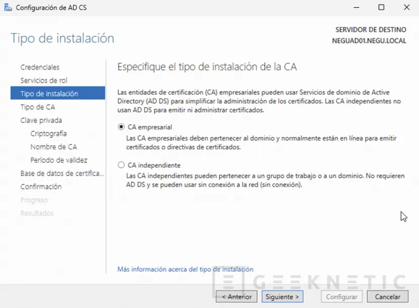 Geeknetic SSL Interno Gratis y Profesional: Monta tu Propia CA con Windows Server 2025 y Despídete de los Errores 8