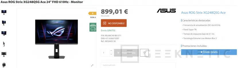 Geeknetic Ya disponible el nuevo monitor ASUS ROG Strix XG248QSG Ace, 610 Hz y FullHD por 899 euros 1