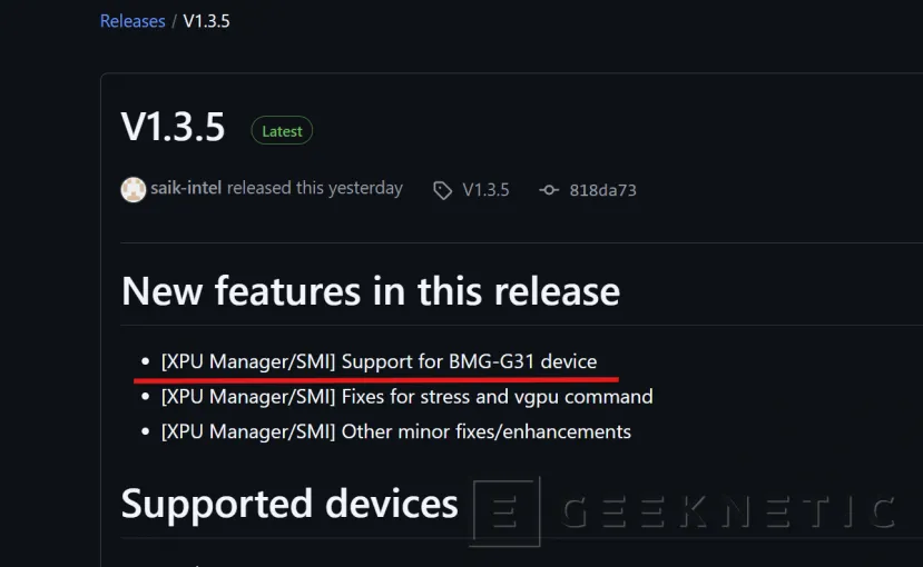 Geeknetic Intel añade soporte para la GPU BMG-G31 de la generación Battlemage en su software XPU Manager 1