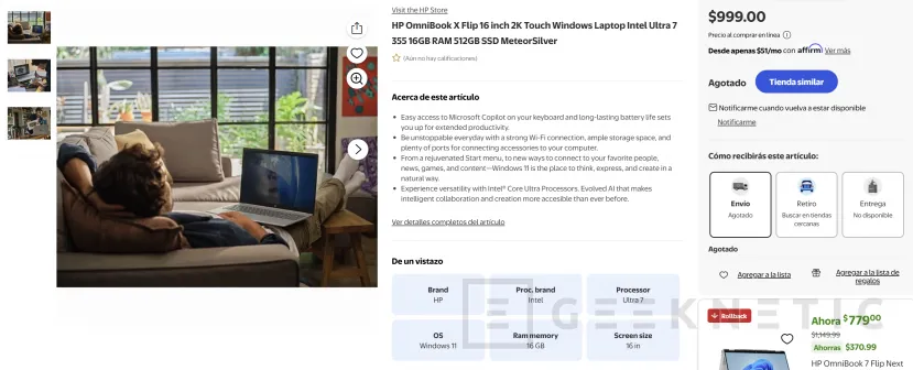Geeknetic Aparece el primer portátil con los Intel Panther Lake, un HP OmniBook X Flip 16 con el Core Ultra 7 355 1