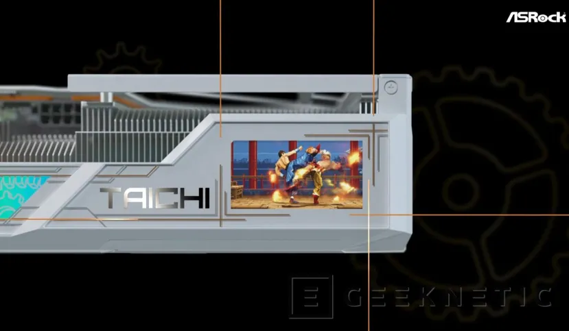 Geeknetic ASRock Radeon RX 9070 XT Taichi White muestra diseño blanco con pantalla LCD integrada y 16 GB GDDR6 de alto rendimiento 1