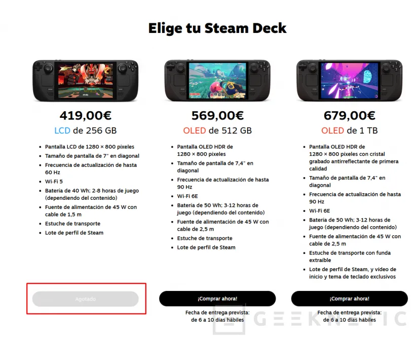 Geeknetic Valve dice adiós a la Steam Deck más barata. Tan solo venderán el modelo OLED que parte de 150€ más 2