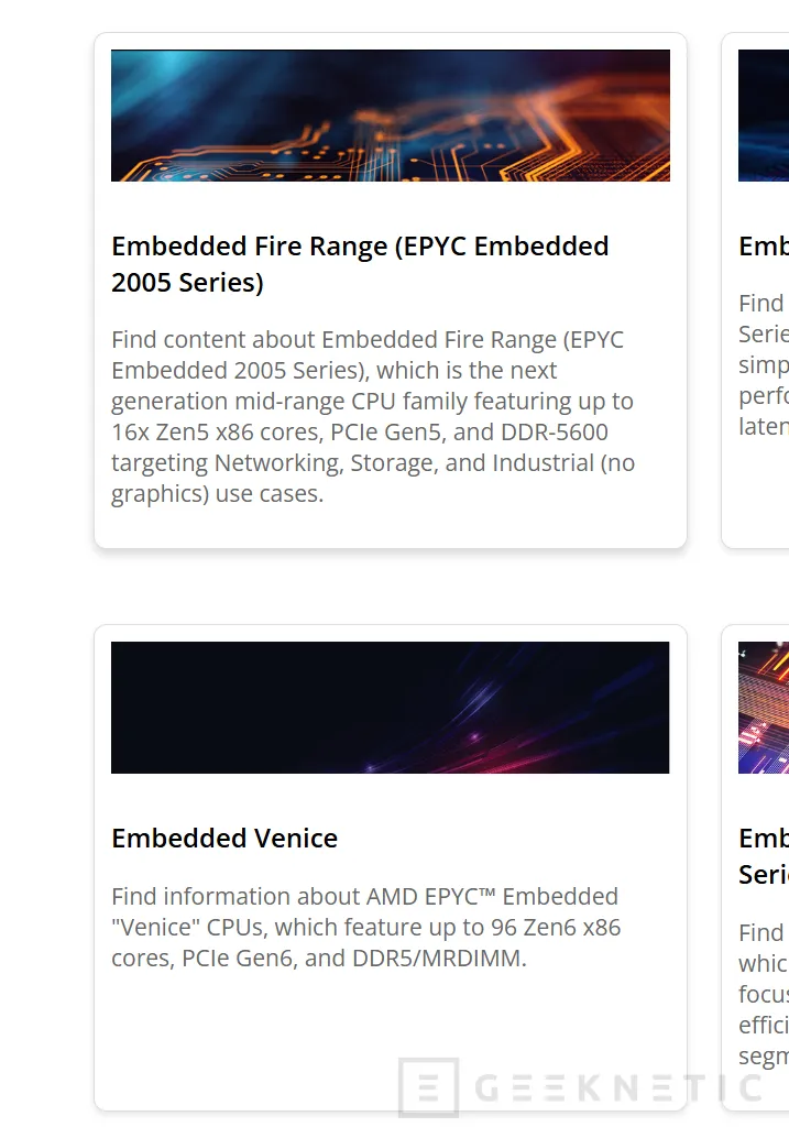 Geeknetic AMD añade a su web los EPYC 2005 Fire Range y los AMD Venice para sistemas embebidos, hasta 96 núcleos Zen 6 1