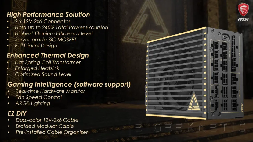 Geeknetic Tecnología SAFEGUARD+ y eficiencia TITANIUM en las nuevas fuentes de alimentación de alto rendimiento de MSI 1