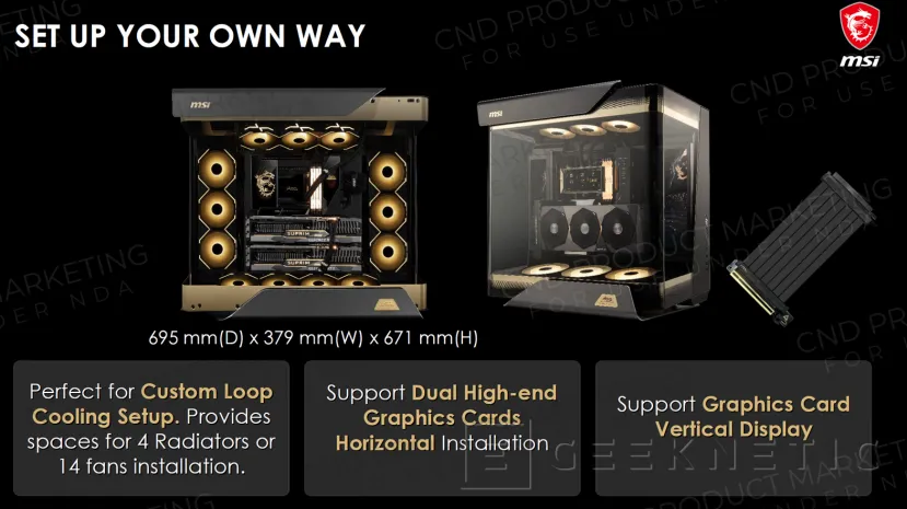 Geeknetic MSI MEG MAESTRO 900R: Caja panorámica con cristal curvado de tres caras y modo BenchTable 2