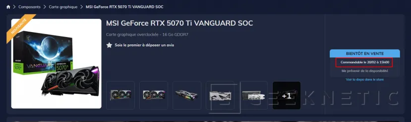 Geeknetic Un vendedor francés confirma el 20 de febrero a las 15:00 para el lanzamiento de las NVIDIA RTX 5070 Ti 1