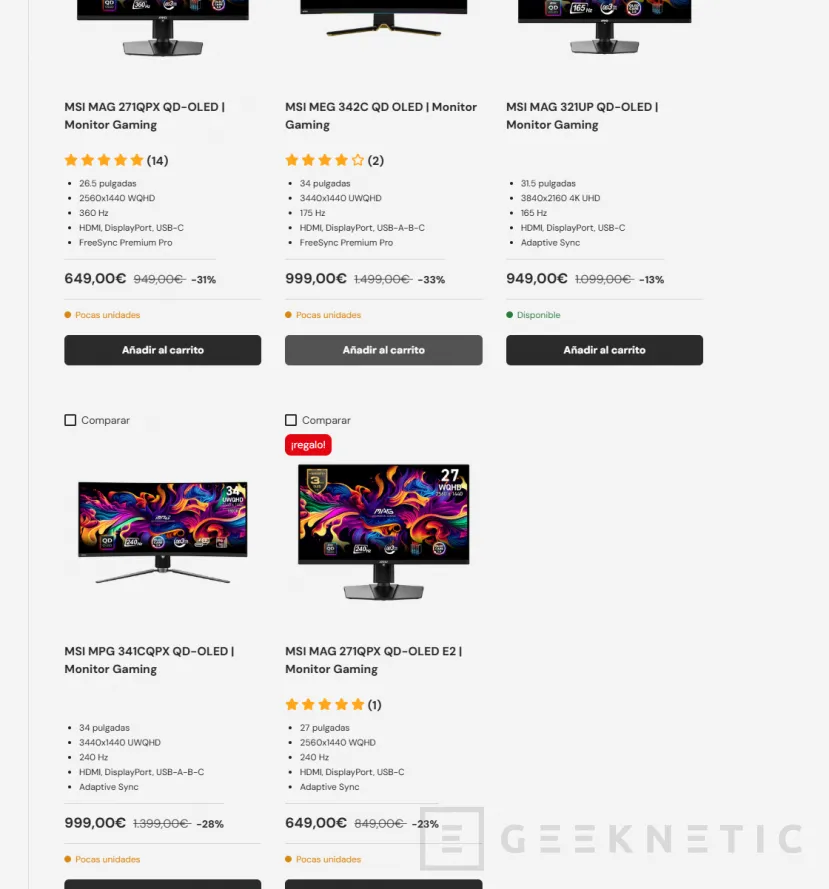 Geeknetic Llévate un monitor MSI con tecnología QD-OLED por solo 584,10 euros directamente desde su tienda online 2