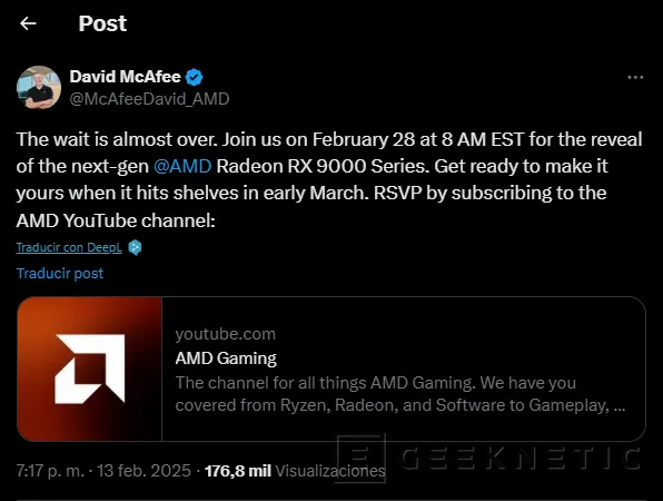 Geeknetic AMD desmiente que llegará una Radeon RX 9070 XT de 32 GB y anuncia el evento de presentación de estas para el día 28 1