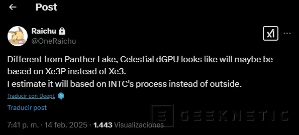 Geeknetic Intel fabricará sus tarjetas Arc Celestial en sus propias instalaciones y contará con una nueva arquitectura Xe3P 1