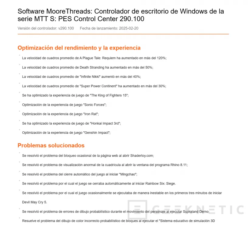 Geeknetic Las tarjetas gráficas chinas Moore Threads tienen nuevos drivers que ofrecen hasta un 120% más de rendimiento 1