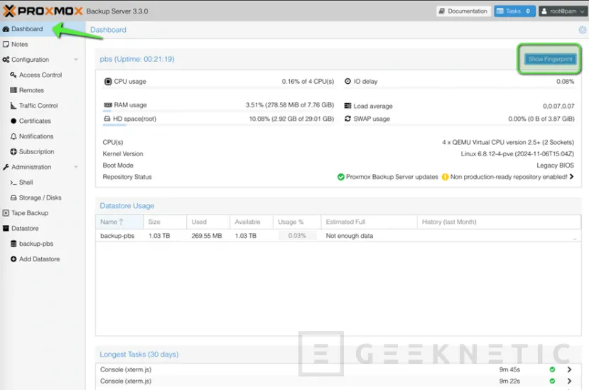 Geeknetic Cómo Instalar y Configurar Proxmox Backup Server (PBS) para mantener los datos de tu empresa a buen recaudo  30