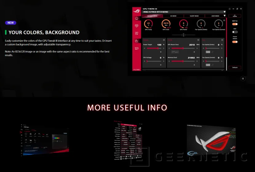 Geeknetic ASUS GPU Tweak III añade soporte para las RTX 50 Series con gráficos para la temperatura y detector de conector de alimentación 1