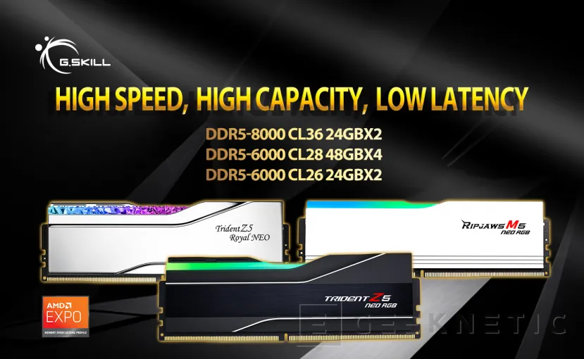 Geeknetic G.Skill lanza nuevas memorias con hasta 192 GB, velocidades de hasta 8.000 MT/s y latencia de solo CL26 1