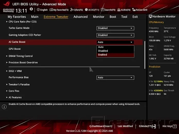 Geeknetic ASUS ha añadido AI Cache Boost que mejora el rendimiento en IA con los AMD Ryzen 9000 y placas con chipset de la serie 800 1