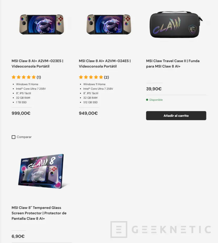 Geeknetic El viernes a las 12:30 estará disponible para reservar la nueva MSI CLAW 8 AI+ en su tienda, precios desde 949 euros y unidades limitadas 2