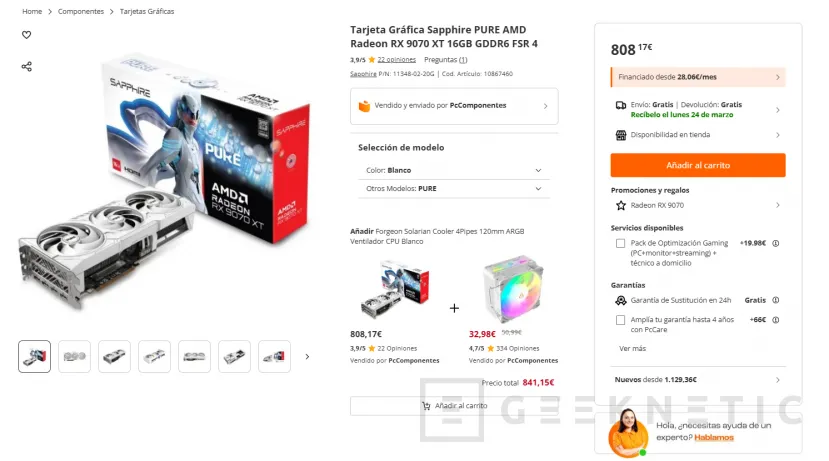 Geeknetic Llévate la Sapphire AMD Radeon RX 9070 XT PURE por poco más de 808 euros con envío Gratis 1