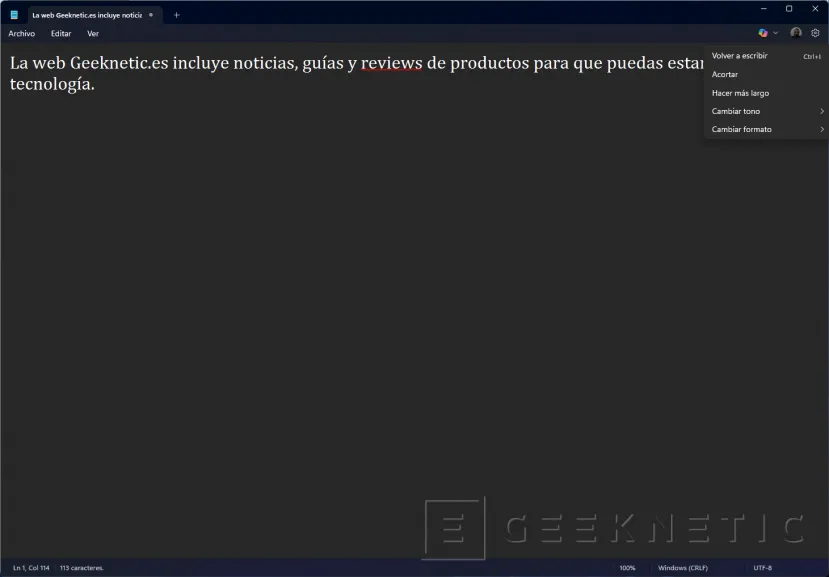 Geeknetic La Inteligencia Artificial llega al Bloc de Notas de Windows, aunque necesitarás una suscripción a Microsoft 365 para usarla 2