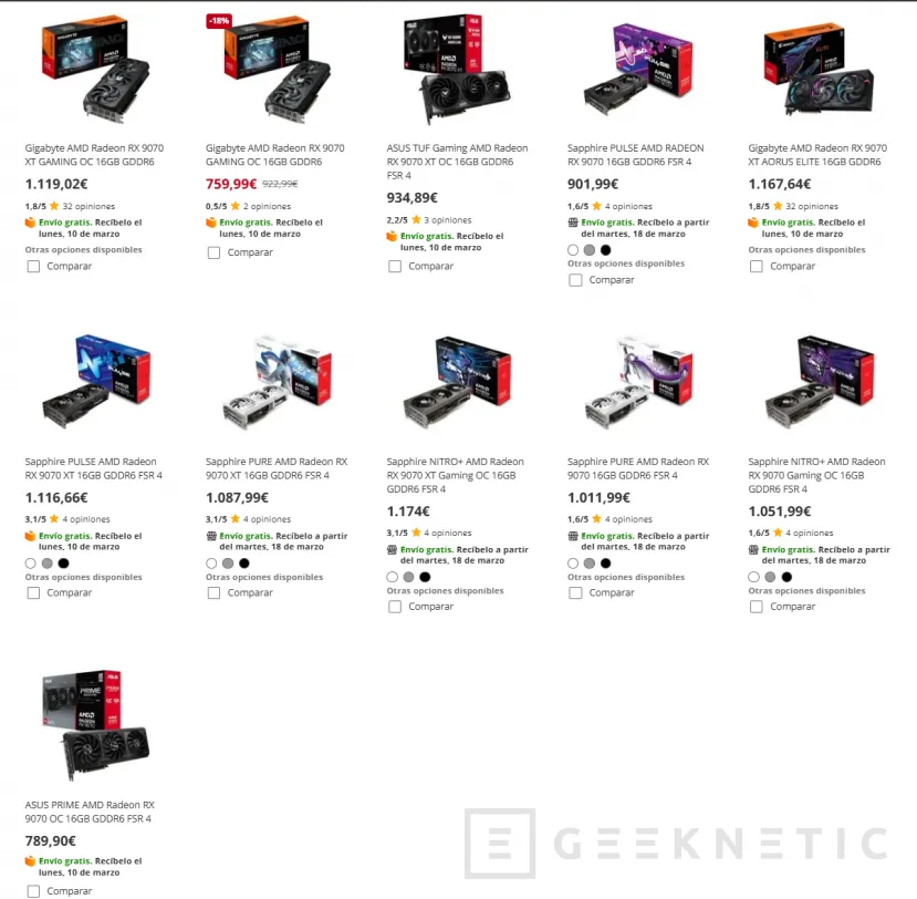 Geeknetic Las AMD Radeon RX 9070 Series también subirán su precio por encima del recomendado después de agotar las primeras unidades 2