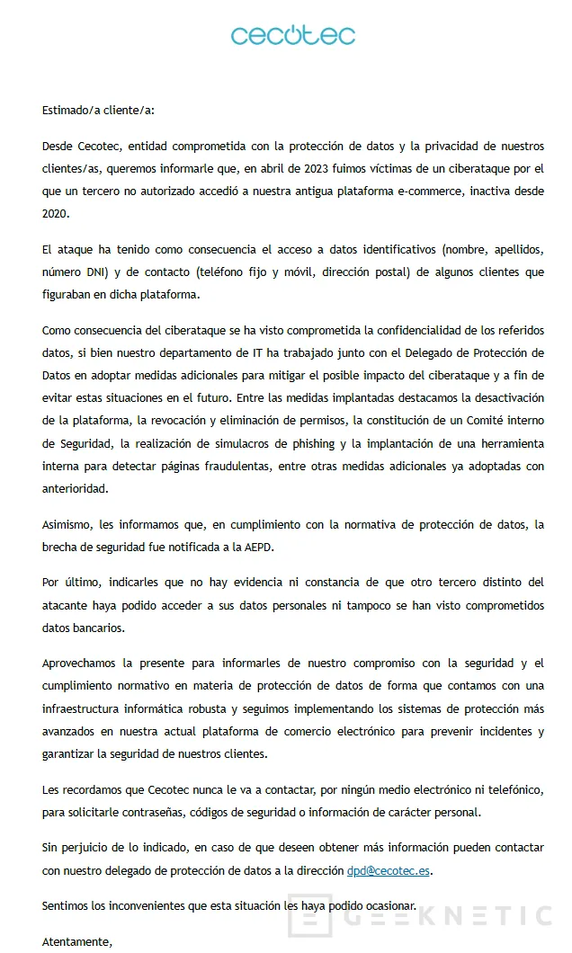 Geeknetic Cecotec fue hackeada en 2023 y la compañía lo ocultó hasta ahora 1