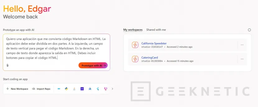 Geeknetic Cómo crear aplicaciones usando la IA de Google Firebase Studio 1