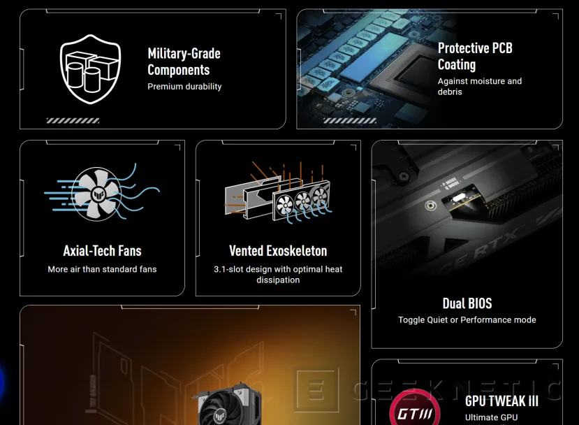 Geeknetic Las nuevas ASUS RTX 5060 Series vienen con doble BIOS, ventiladores Axial-Tech y modelos compatibles con SFF 2