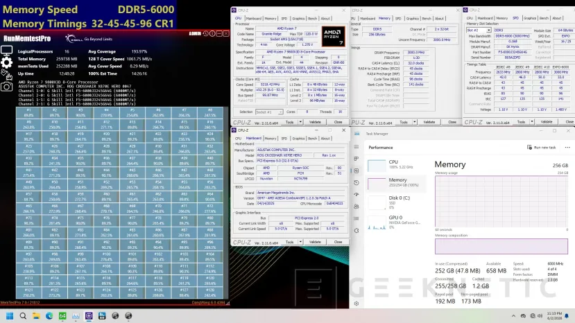 Geeknetic G.Skill presenta su memoria U-DIMM DDR5 de 256 GB (4x64GB) con velocidades de 6.000 MT/s y latencia CL32 1