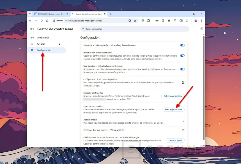 Geeknetic Cómo Exportar tus Contraseñas de Chrome a otros navegadores 2