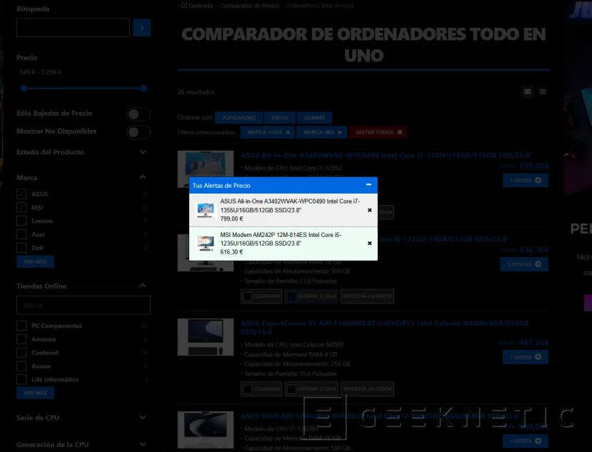 Geeknetic Nuestro Comparador de Precios de Informática estrena categoría con Ordenadores Todo en Uno 2