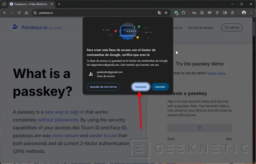 Geeknetic Passkeys: Cómo Utilizarlas para Mejorar la Seguridad de tus Cuentas 8