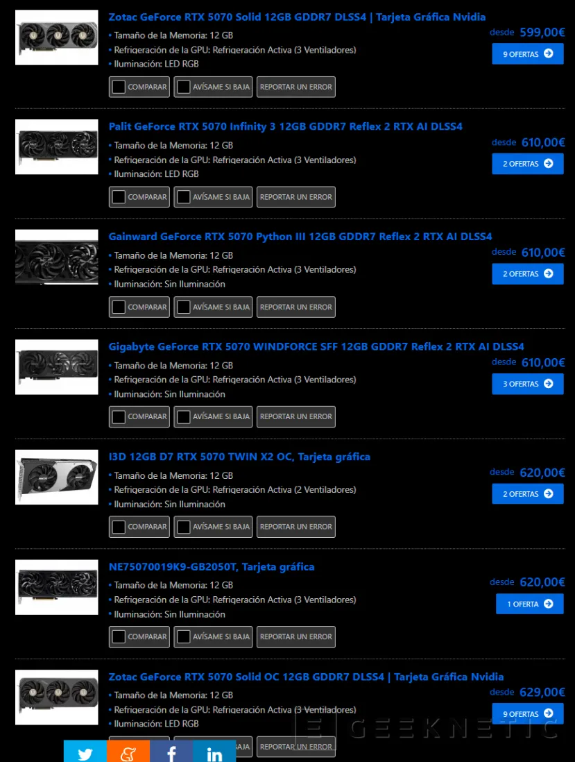 Geeknetic Las NVIDIA RTX 5070 personalizadas ya están por debajo de su PVPR, llévatela por 599 euros 1