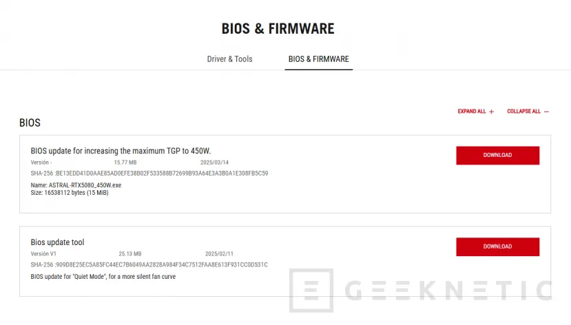 Geeknetic La ASUS RTX 5080 ROG ASTRAL se actualiza para aumentar su TGP hasta los 450W 1
