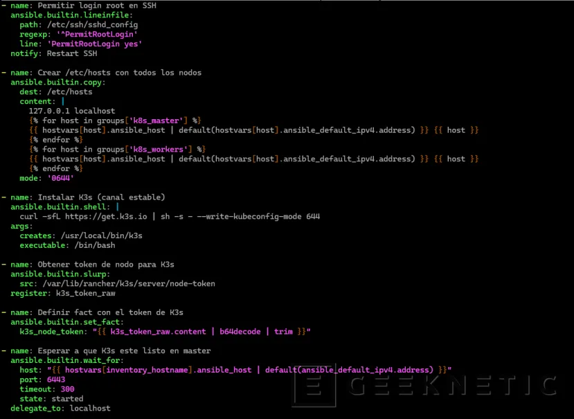 Geeknetic Cómo automatizar la creación de un clúster Kubernetes en VMs Ubuntu de Proxmox con Ansible 11
