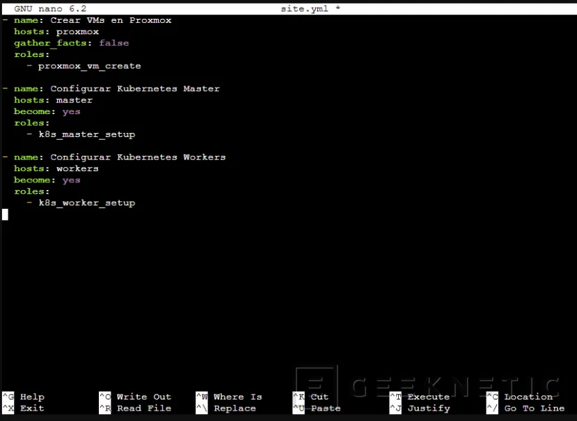 Geeknetic Cómo automatizar la creación de un clúster Kubernetes en VMs Ubuntu de Proxmox con Ansible 5