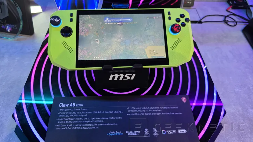 Geeknetic MSI ha presentado su consola CLAW A8 con procesador AMD Ryzen Z2 3